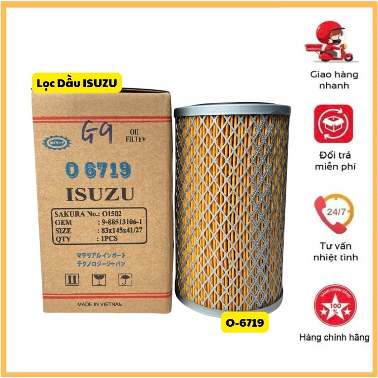 กรอง O-6719 (O-1502) กรองน้ํามันเครื่อง Isuzu 4BD1, 6BD1
