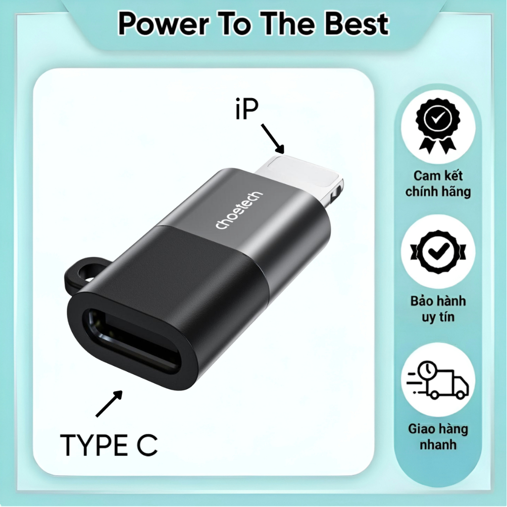 อะแดปเตอร์ Choetech CR-001 Type C เป็น iP สําหรับการถ่ายโอนข้อมูลและชาร์จเร็ว (สินค้าแท้)
