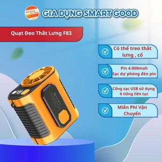 Quạt Đeo Thắt lưng F83 - siêu mát- dung lượng 10000mah, sử dụng liên tục 6 tiếng
