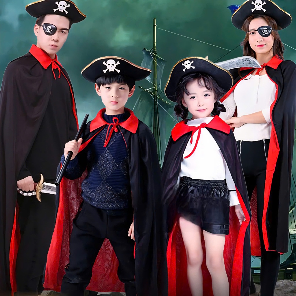 COSTUME อุปกรณ์เสริมหมวก Blindfolds HAND HOOKS PIRATE BOAT COSTUME สําหรับเด็กผู้หญิงผู้ชายผู้หญิง H