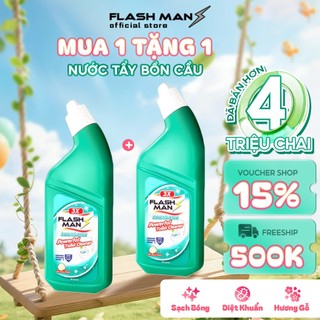 [ LIVE MUA 1 TẶNG 1] Nước Tẩy Bồn Cầu Nhà Vệ Sinh Flashman 500g – Diệt Khuẩn 99.9% – Khử Mùi, Tẩy Sạch Vết Bẩn