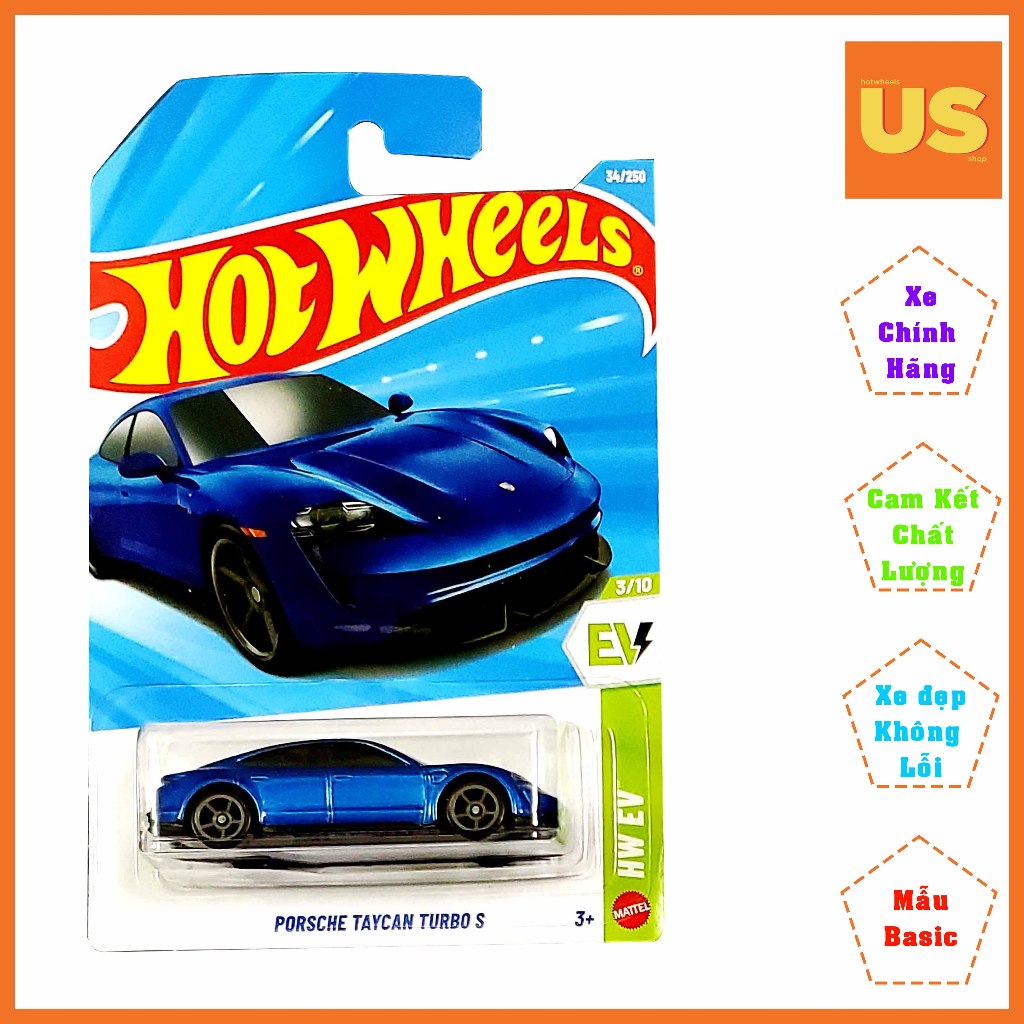 Hot Wheels Porsche Taycan Turbo S Model Car – ของแท้ US (การ์ดปกติ)