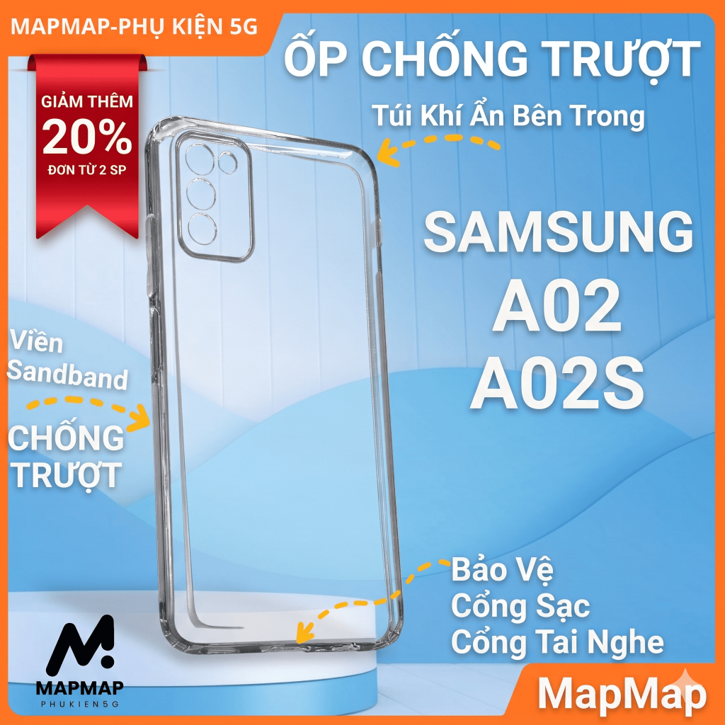 เคสกันลื่น Samsung A02 MAPMAP | เคสโทรศัพท์แบบยืดหยุ่น SS galaxy ให้การป้องกันกล้องโทรศัพท์ Samsung 