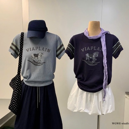 WGWE• เสื้อยืดม้าลายทาง 9547 wgwe สินค้า QC ไซส์ SM