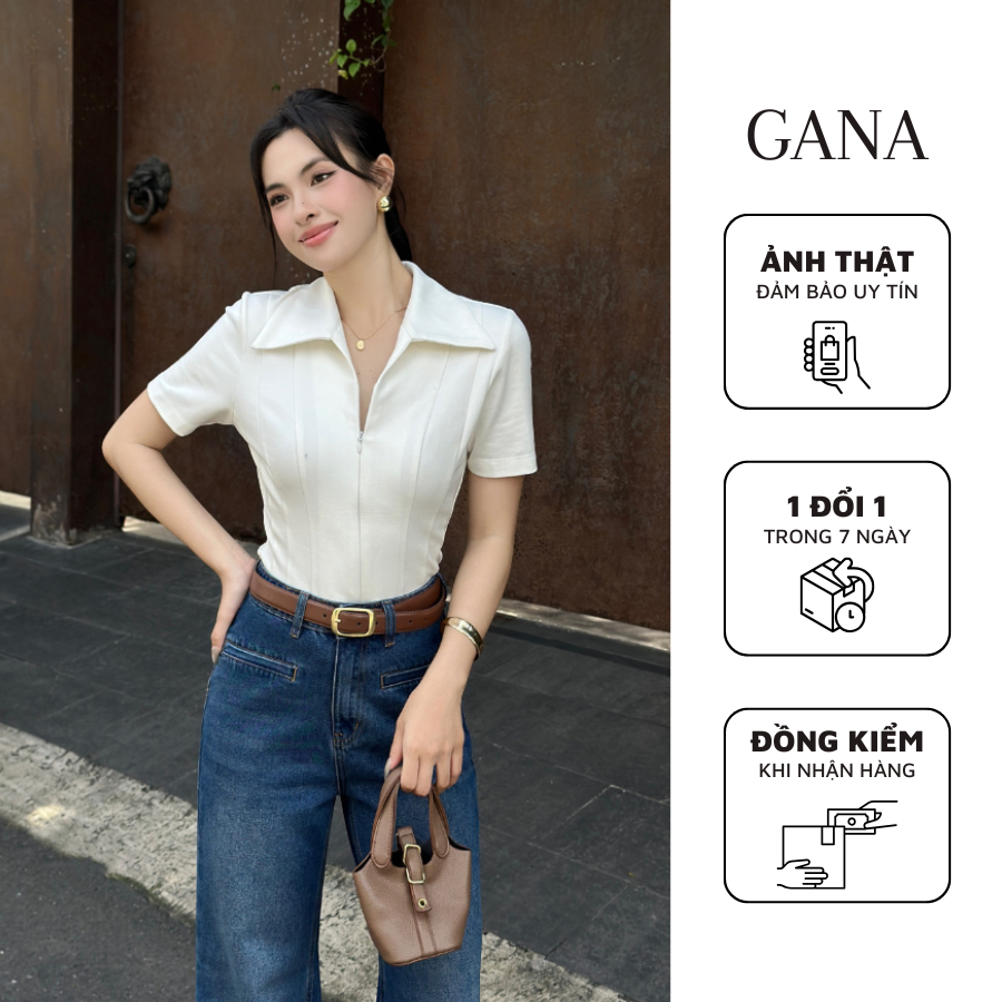 เสื้อโปโลมีซิปคุณภาพสูงของผู้หญิงทําจากยางยืดบ๊อบบี้ 4 ทิศทางหรูหรารูปแบบ Gana Clothing GA089