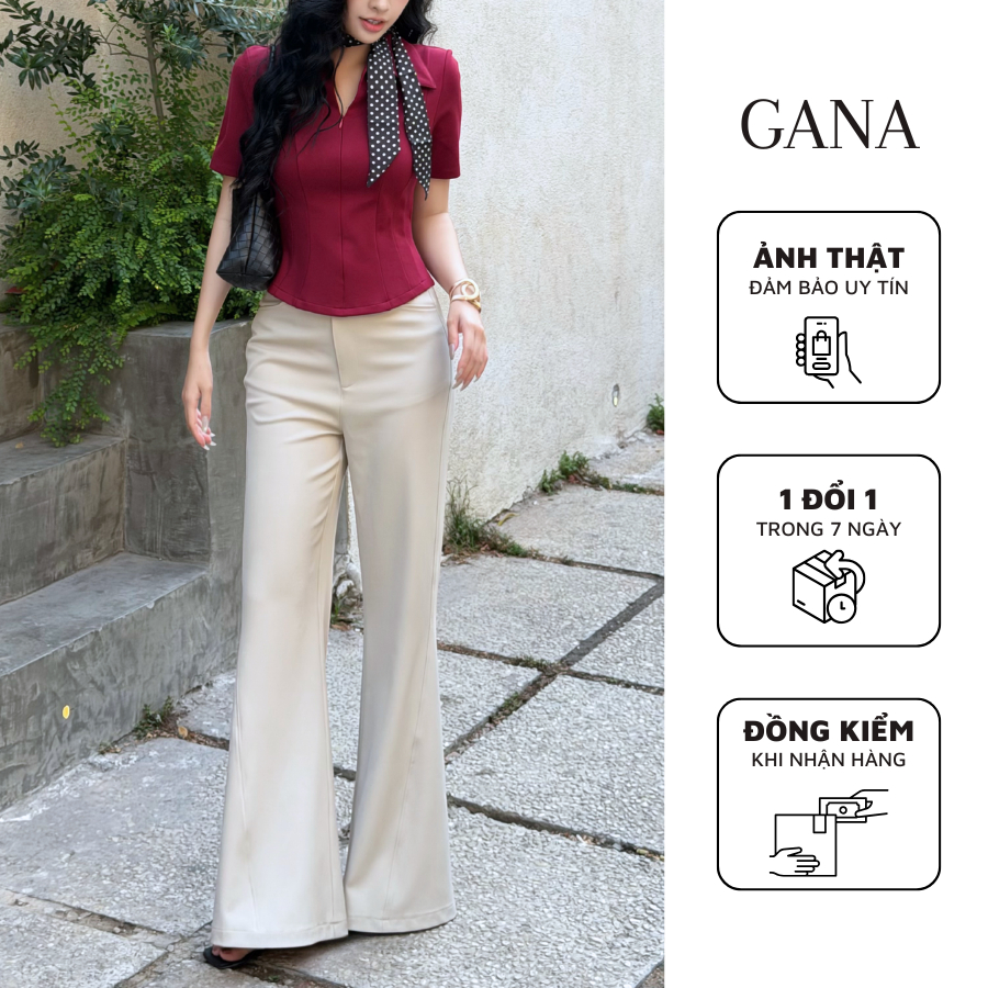 กางเกงสีกากีบานน้อยของผู้หญิงหนังชนบท Twill เอวสูงเข้ารูปเรียบหรู Gana Clothing GQ024