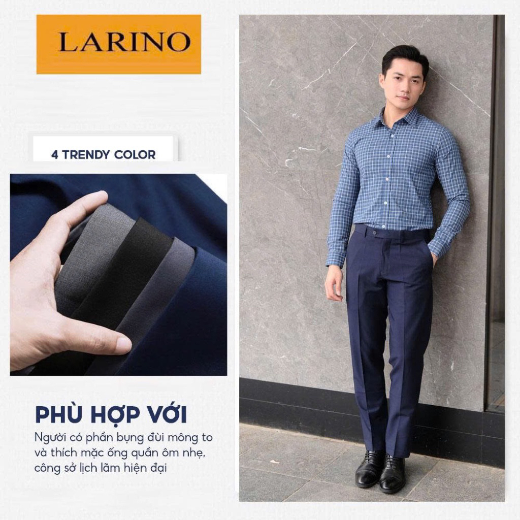 กางเกงขายาวผู้ชาย LARINO Premium ไม่ยับ ยืดหยุ่นเล็กน้อย สไตล์สํานักงาน Polite