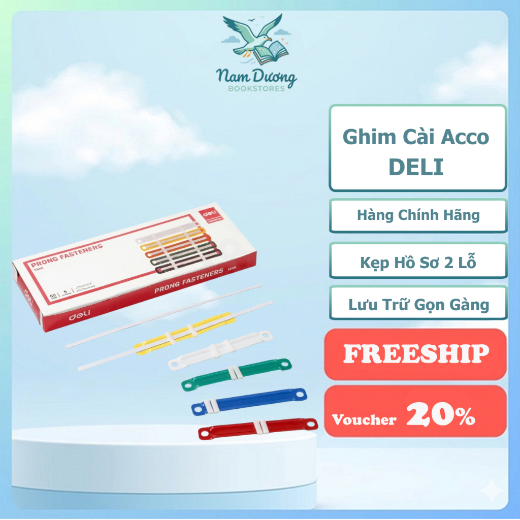 ของแท้ Acom Deli 5548 หมุดพลาสติก – คลิปหนีบแฟ้ม 2 รู ที่เก็บเรียบร้อย