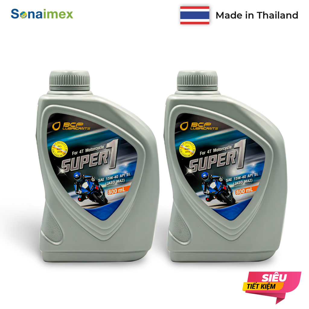 Combo 2 ขวด BCP SUPER1 Thailand Digital Vehicle Oil 0.8L 15W40 - นําเข้า JASO MA2