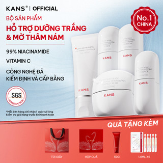 KANS Combo 5 Món Dưỡng Trắng Da Toàn Diện Sữa Rửa Mặt - Toner - Lotion - Serum - Kem Dưỡng giúp Dưỡng Ẩm, Giảm Thâm Mụn