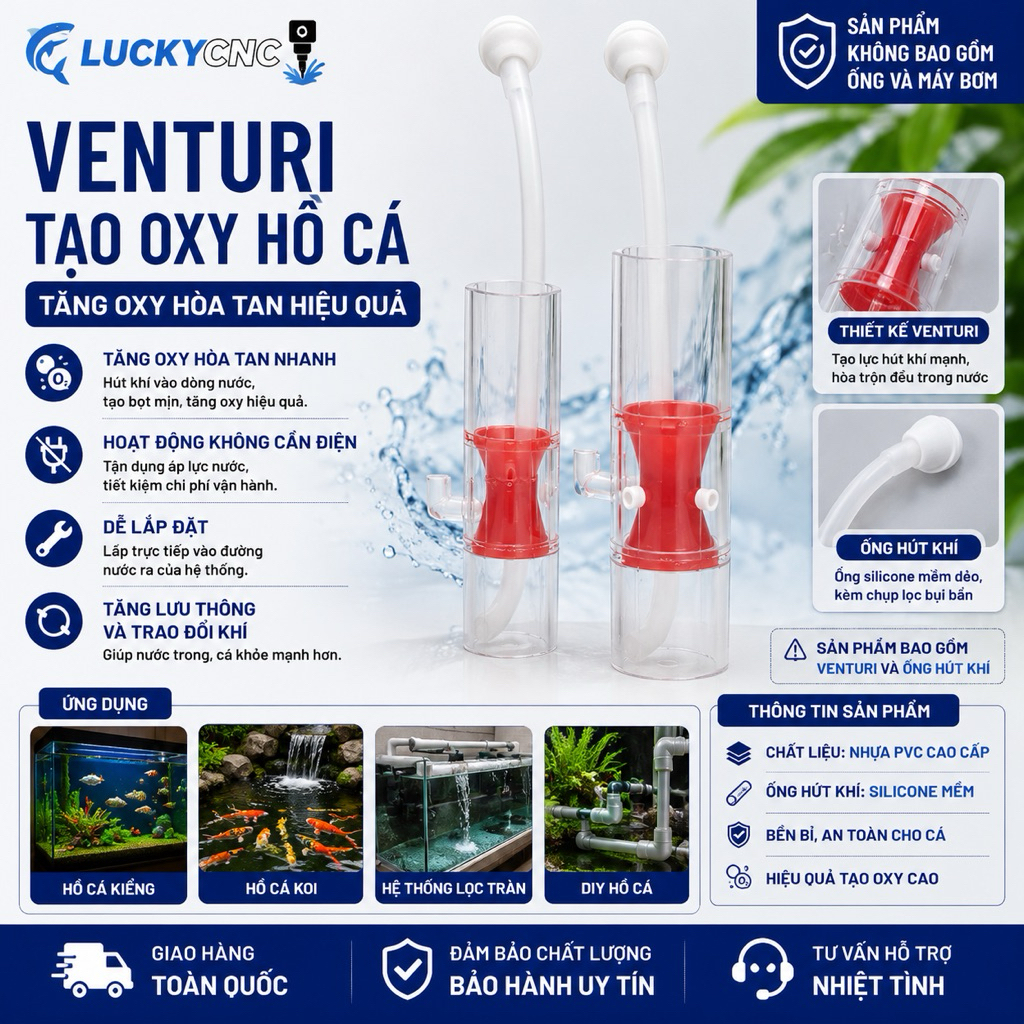 OXY หลอด Venturi โปร่งใสสร้างออกซิเจนสดสําหรับตู้ปลา