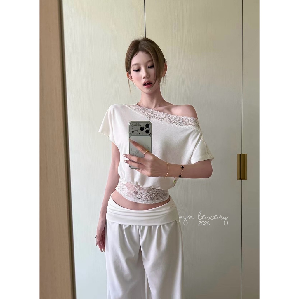 Y Jia Lace Off-Shoulder Blouse Set