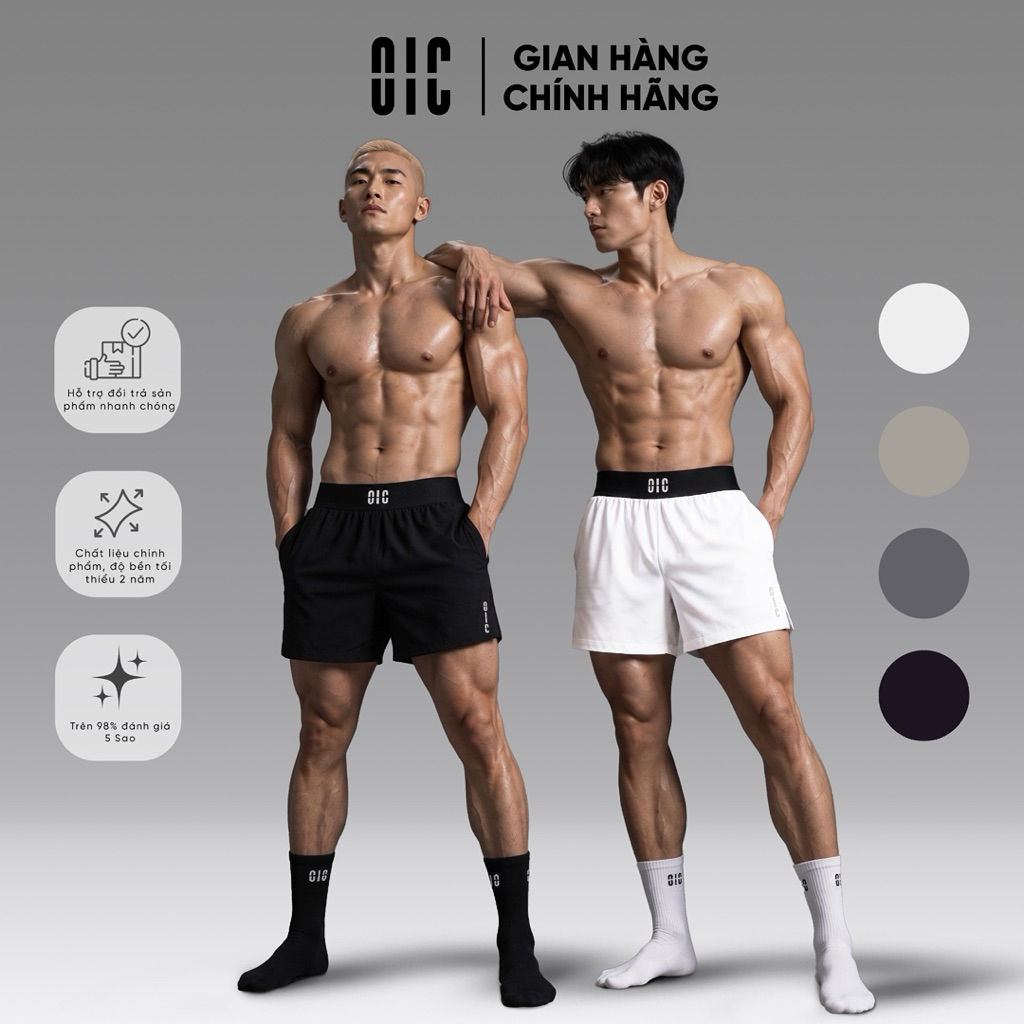 โออิค กางเกงกีฬาขาสั้นผู้ชายผ้ายืดสแปนเด็กซ์ 4 ทางสําหรับยิมและวิ่งออกกําลังกาย