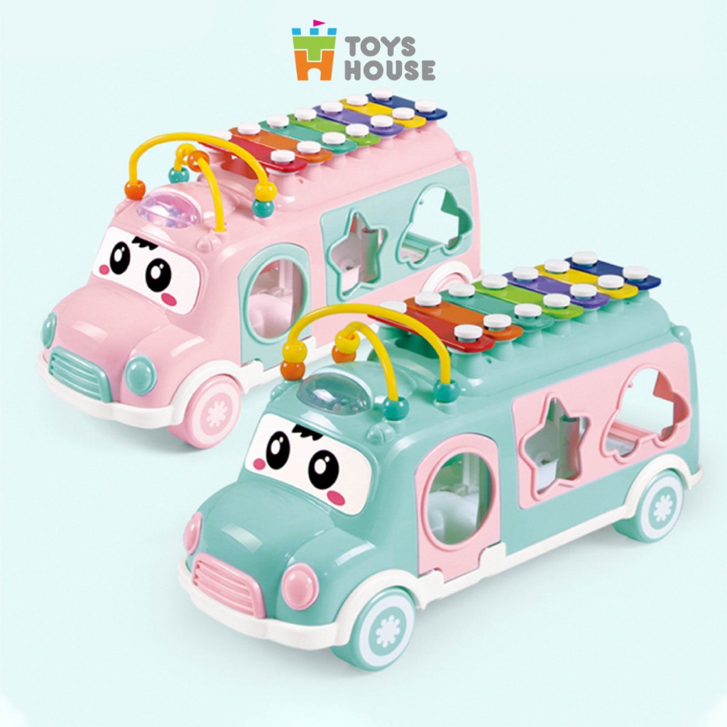 Toyhouse HE8036 ของเล่น Xylophone รูปทรงรถแบบดรอปบล็อก