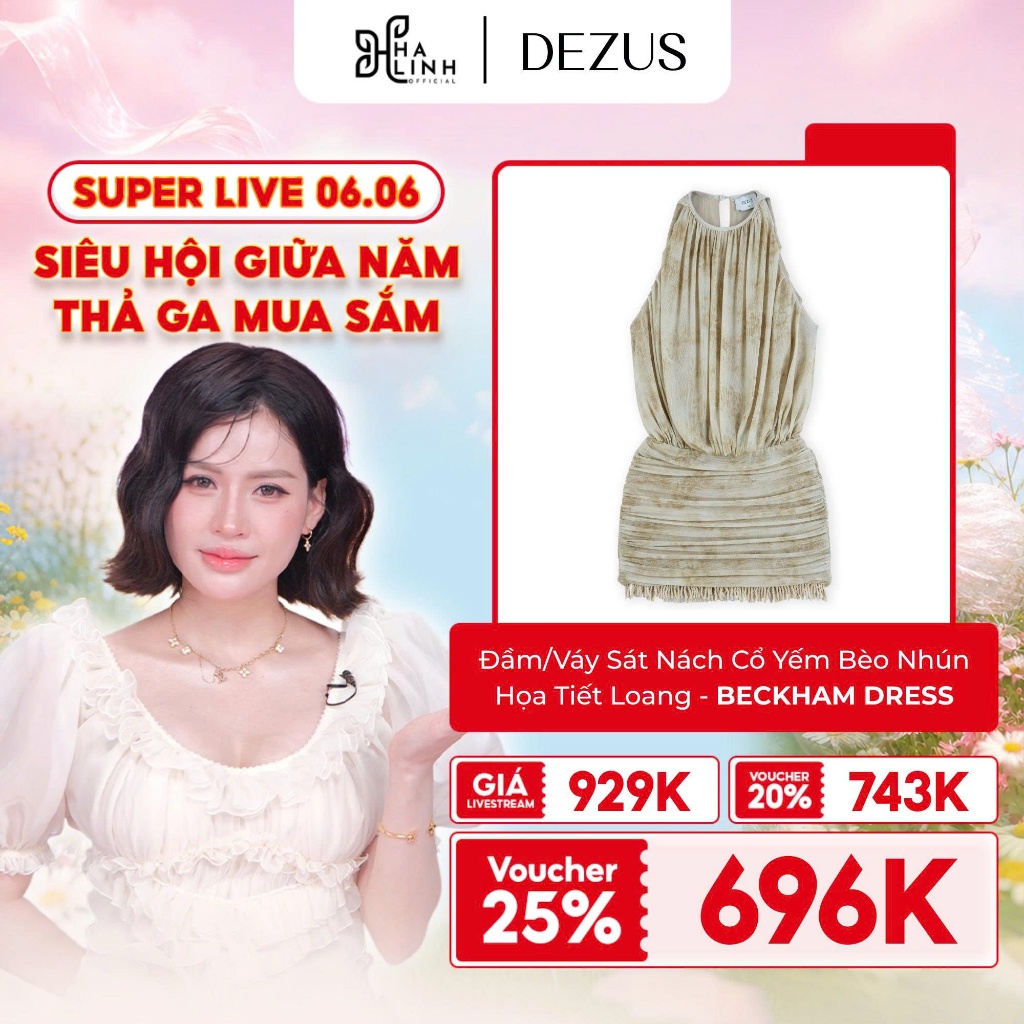 [VHL x DEZUS] ชุดสตรี/กระโปรงคอปกจับจีบลายบานไม่ซ้ําใคร BECKHAM DRESS | U9SW250101