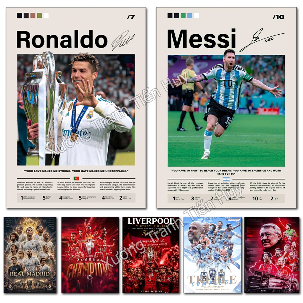 (X01) +100 โมเดลโปสเตอร์นักฟุตบอล - รูปลอกติดผนัง : เมสซี่, โรนัลโด้, เนย์มาร์, เอ็มบัปป์é,มัน