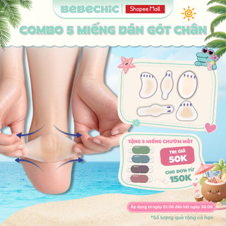Miếng Dán Bảo Vệ Gót Chân BEBECHIC Silicone Mềm, Ngăn Phồng Rộp, Giảm Đau Khi Đi Giày (Gói 5 Miếng)