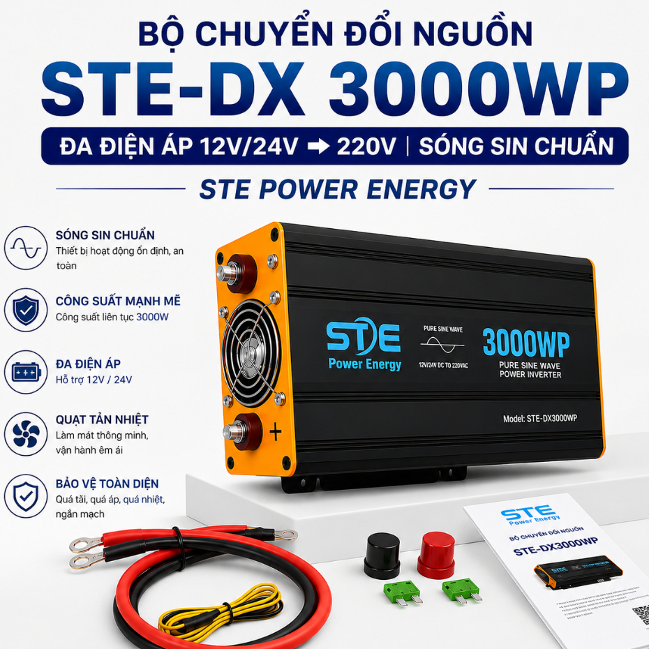 STE-DX 3000WP STANDARD SINE WAVE POWER CONVERTER แรงดันไฟฟ้าหลาย 12V-24V ถึง 220V INVERTER - STE POW
