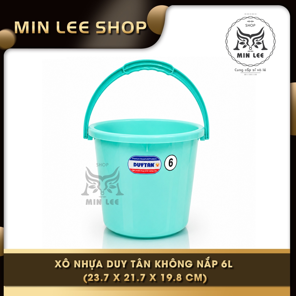Duy Tan ถังพลาสติกไม่มีฝา 6L (23.7 x 21.7 x 19.8 ซม.) จัดส่งสีสุ่ม