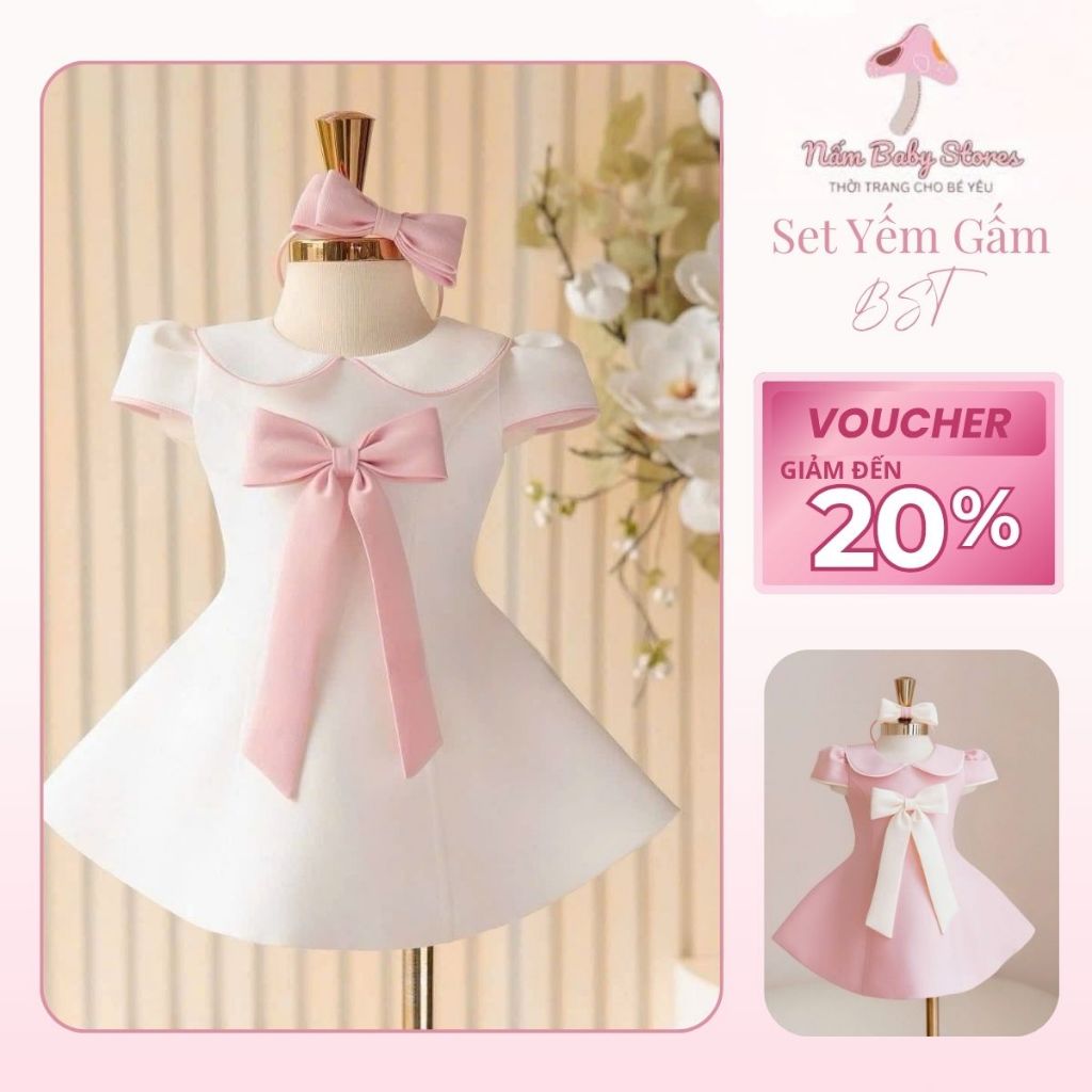 ชุดเจ้าหญิงแขนกุดติดโบว์น่ารักสําหรับสาวน้อย [LOTUS NECK BOW]