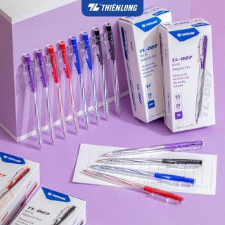 Combo 20 Bút bi Thiên Long TL-027 ngòi 0,5mm 4 màu - Bút bi xanh/đỏ/đen/tím, bút viết học sinh