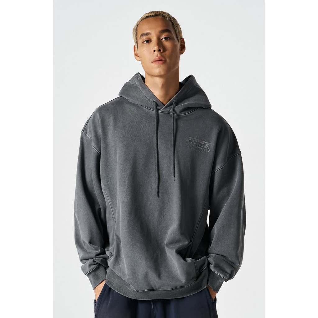 BIG SIZE 50% - เสื้อฮู้ด HD3X Core Small Logo Pigment ผลิตในเกาหลีสําหรับผู้ชาย ผ้าสักหลาดหนังปลา