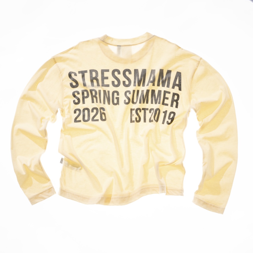 STESSMAMA - SS26 SHEER LONGSLEEVE RELAX FIT YELLOW - เสื้อยืดแขนยาวซีทรูสําหรับผู้ชายและผู้หญิง