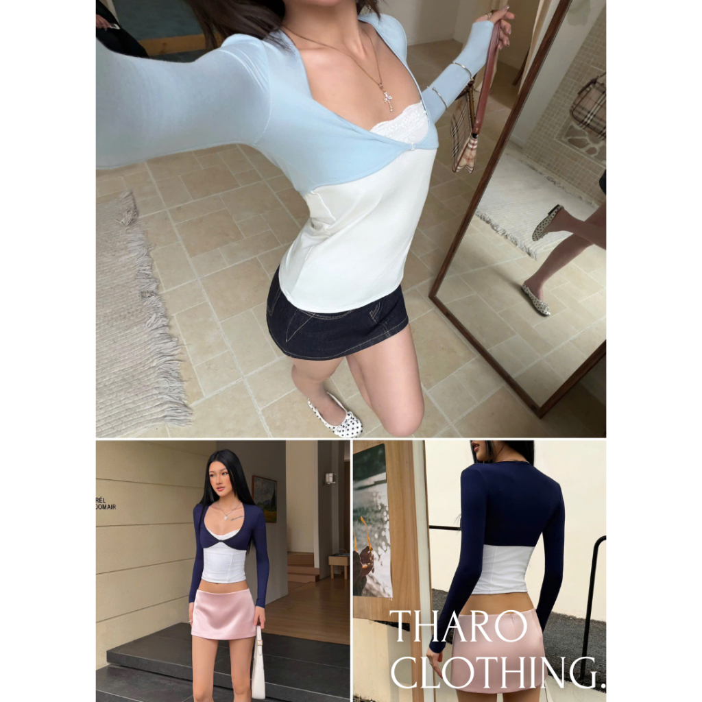 เสื้อคาร์ดิแกนแขนยาว ตาไก่ - เสื้อผ้าท่าโร [MH26AO349]