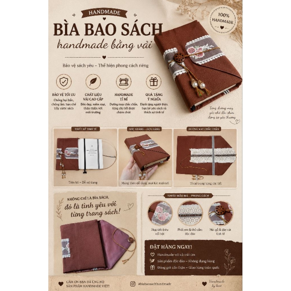 ปกหนังสือผ้าแฮนด์เมด 15x23x2 - 15.5x23x1.5
