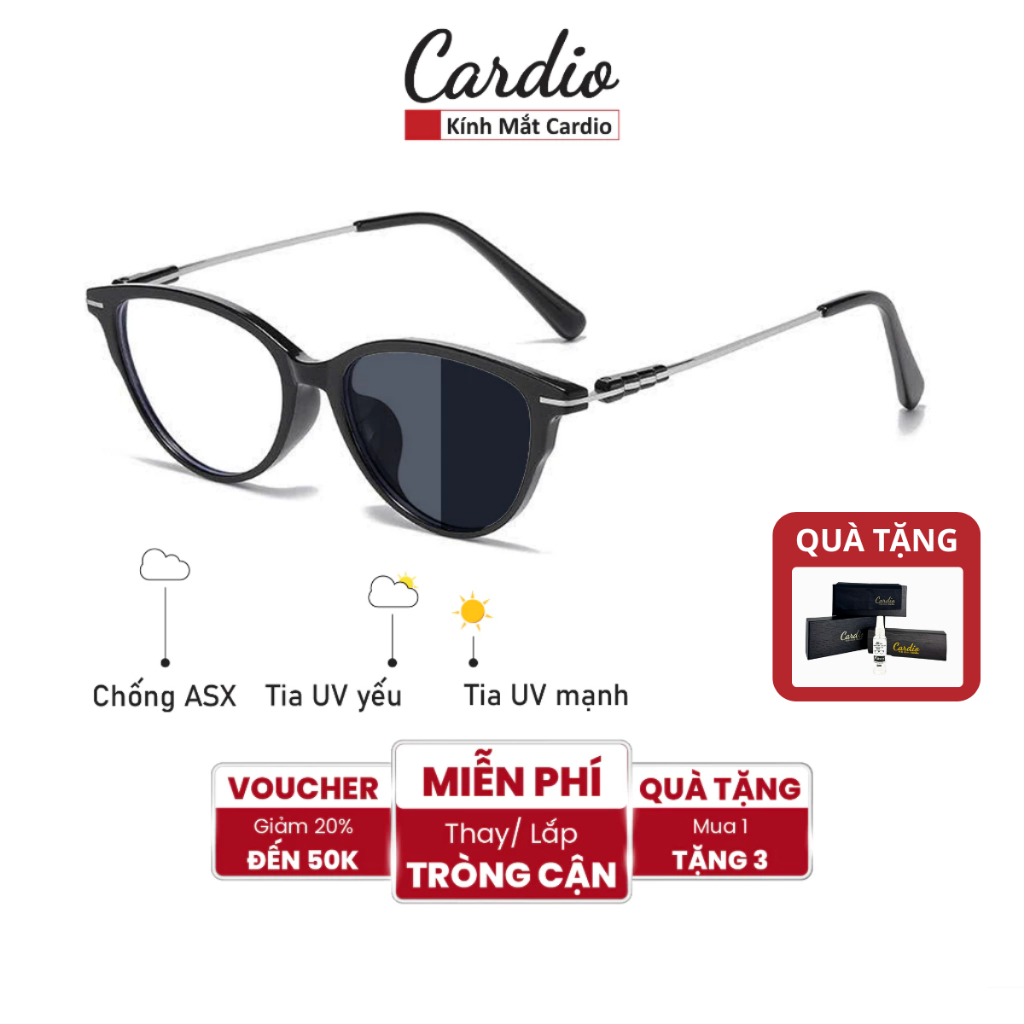 Cardio กรอบแว่นตา Cat Eye ป้องกันรังสียูวีทําจากโลหะและพลาสติก มีจําหน่ายแว่นตา CARDIO C55 สําหรับผู