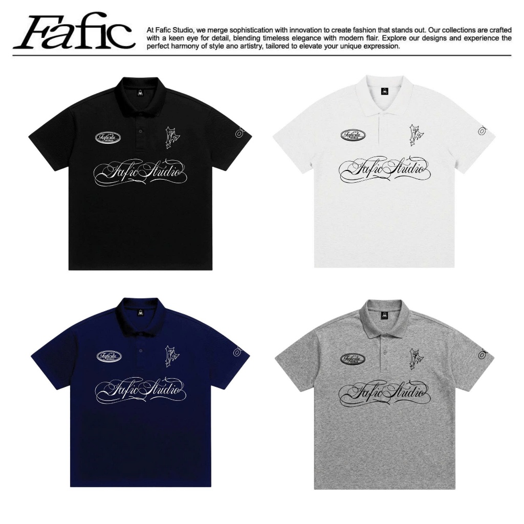 FAFIC IMPERIAL RACING SPORTY เสื้อโปโลแขนสั้นคอปกเปิดหลวม FORM สําหรับผู้ชายและผู้หญิงทําจากผ้าฝ้ายเนื้อนุ่มเย็น UNISEX