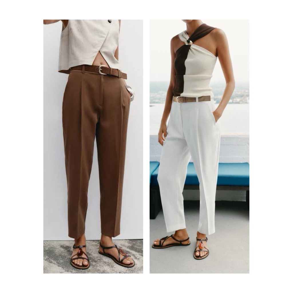ZARA Trousers กางเกงผ้าคอตตอน ผ้านิ่ม งานแท้ ชนช้อป