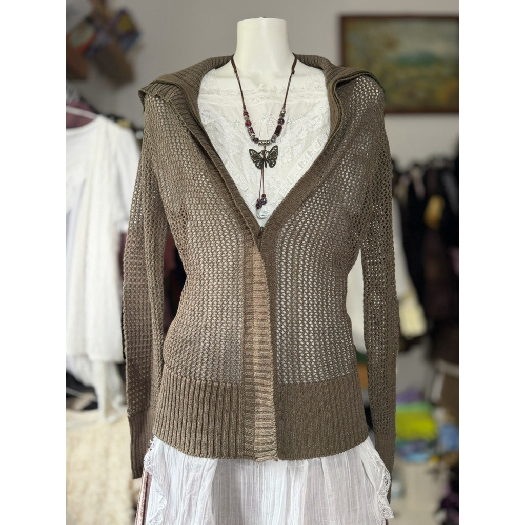 [2hand_thrift] เสื้อโค้ทขนสัตว์ตาข่าย M Bust 86-96 ยาว 67