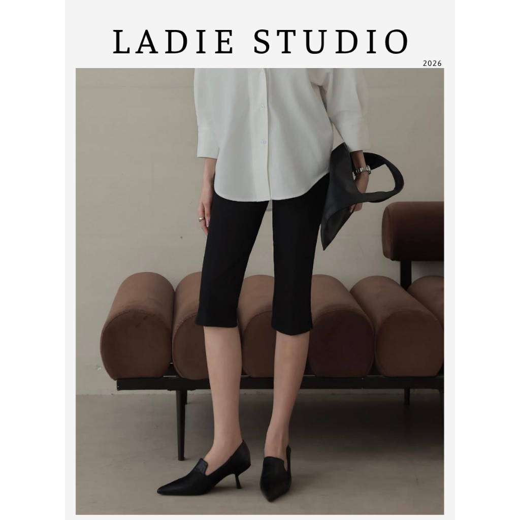 [LADIE STUDIO] กางเกงเลกกิ้งทรงหลวมพื้นฐาน - กางเกงผู้หญิงทรงเข้ารูปยืดและขาทันสมัย QL01