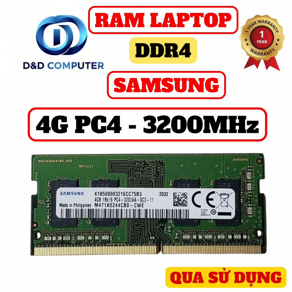 LAPTOP RAM DDR4 8GB/ 4GB SAMSUNG/ SK HYNIX/ MICRON FULL BUSS - ใช้แล้ว