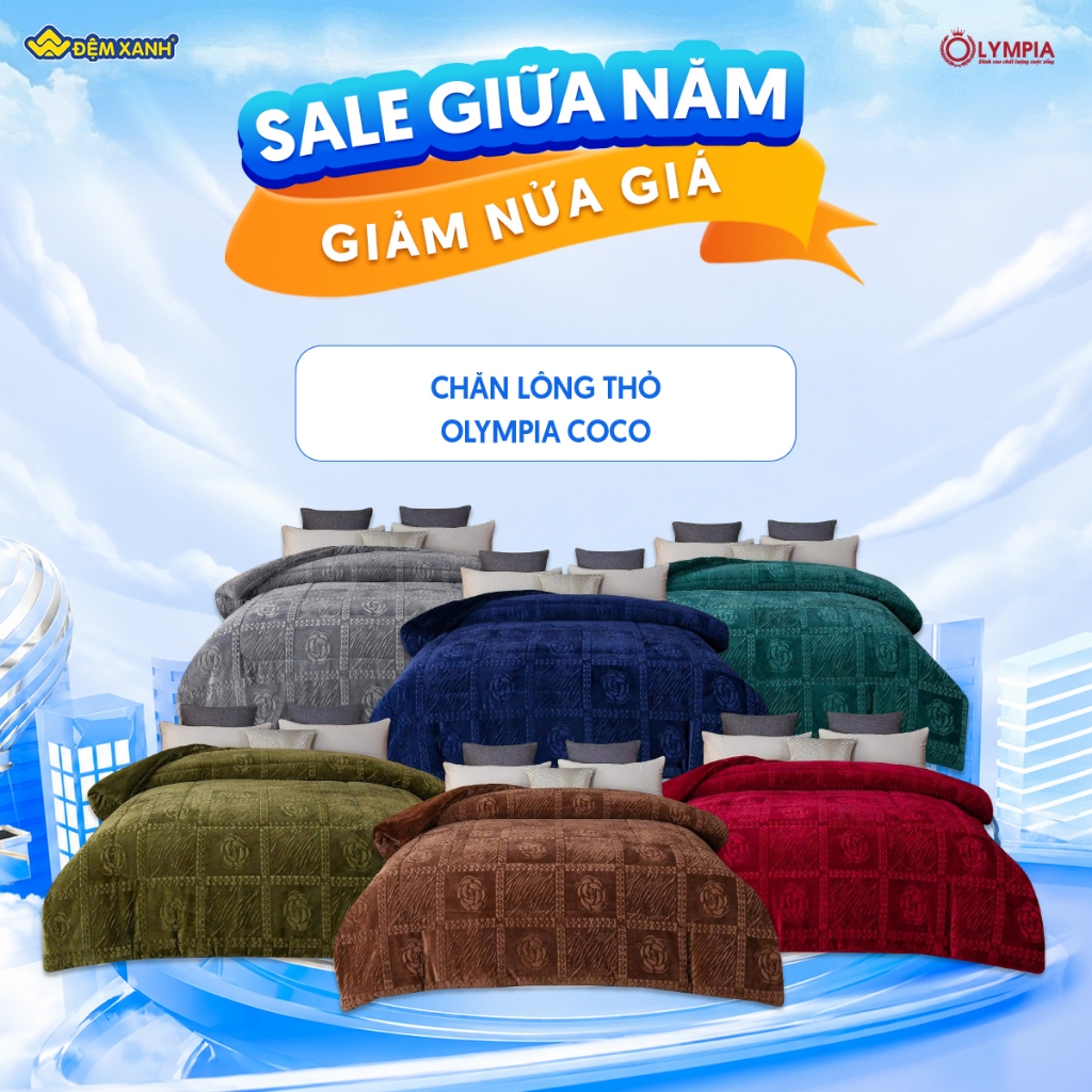 ผ้าห่มขนกระต่าย Olympia Coco 200x230cm น้ําหนัก 3kg (จัดส่งสุ่มสี)
