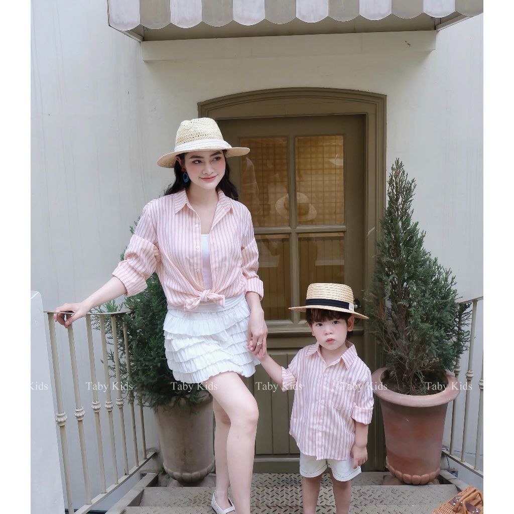 [TABY] เสื้อแขนยาวลายทางสําหรับพ่อแม่ใส่คู่กับเสื้อผ้าครอบครัวตั้งแต่ 45-75kg TB999