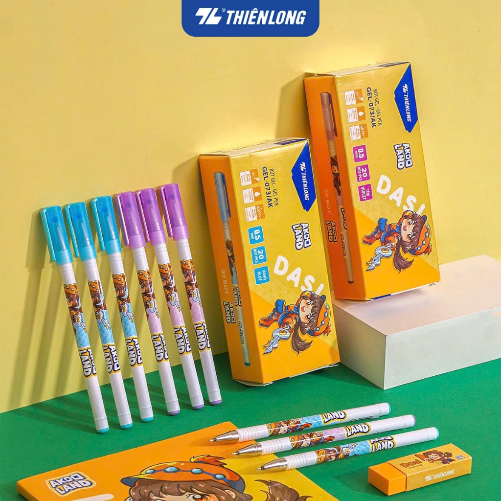 Combo 5/10/20 Akooland Dasi Thien Long GEL-073/AK ปากกาเจล - หมึกแห้งเร็วเป็นพิเศษ (PURPLE)
