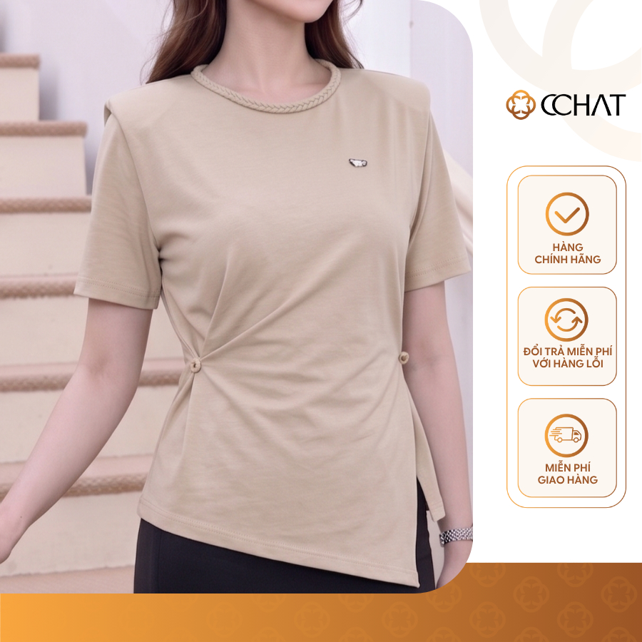 เสื้อผู้หญิง CCHAT Laily ทรงตรงคอถักวัสดุนุ่มคุณภาพสูง 16TNC9032OT