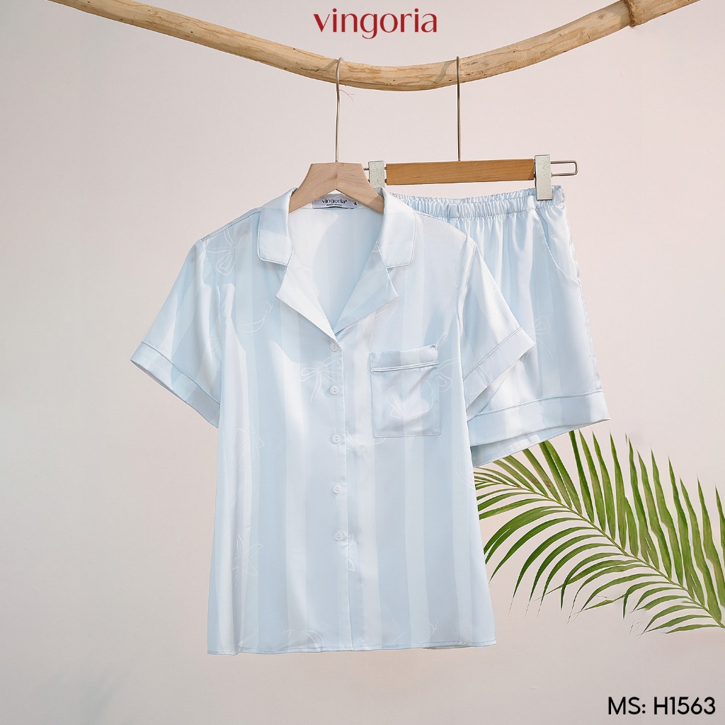 VINGO/VINGORIA ชุดนอนผ้าไหมสตรีแขนสั้นฤดูใบไม้ผลิและฤดูร้อน Alise H1563