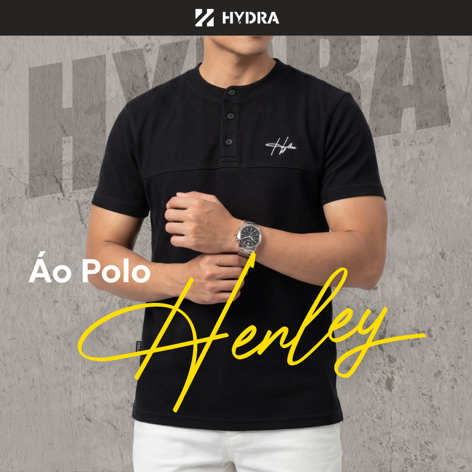 Henley เสื้อโปโลผ้าจระเข้ Hydra สําหรับผู้ชาย
