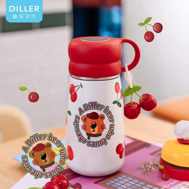 Diller 370ml แก้วน้ําสแตนเลสเก็บความร้อน D9224 น่ารัก