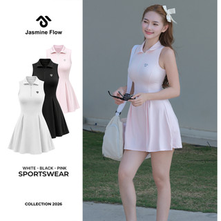 [DEAL MỞ BÁN] Váy Tennis Pickleball JASMINE FLOW Cổ Polo Sát Nách Thể Thao Nữ Thoáng Khí (Tặng Kèm Quần Bảo Hộ) JG050