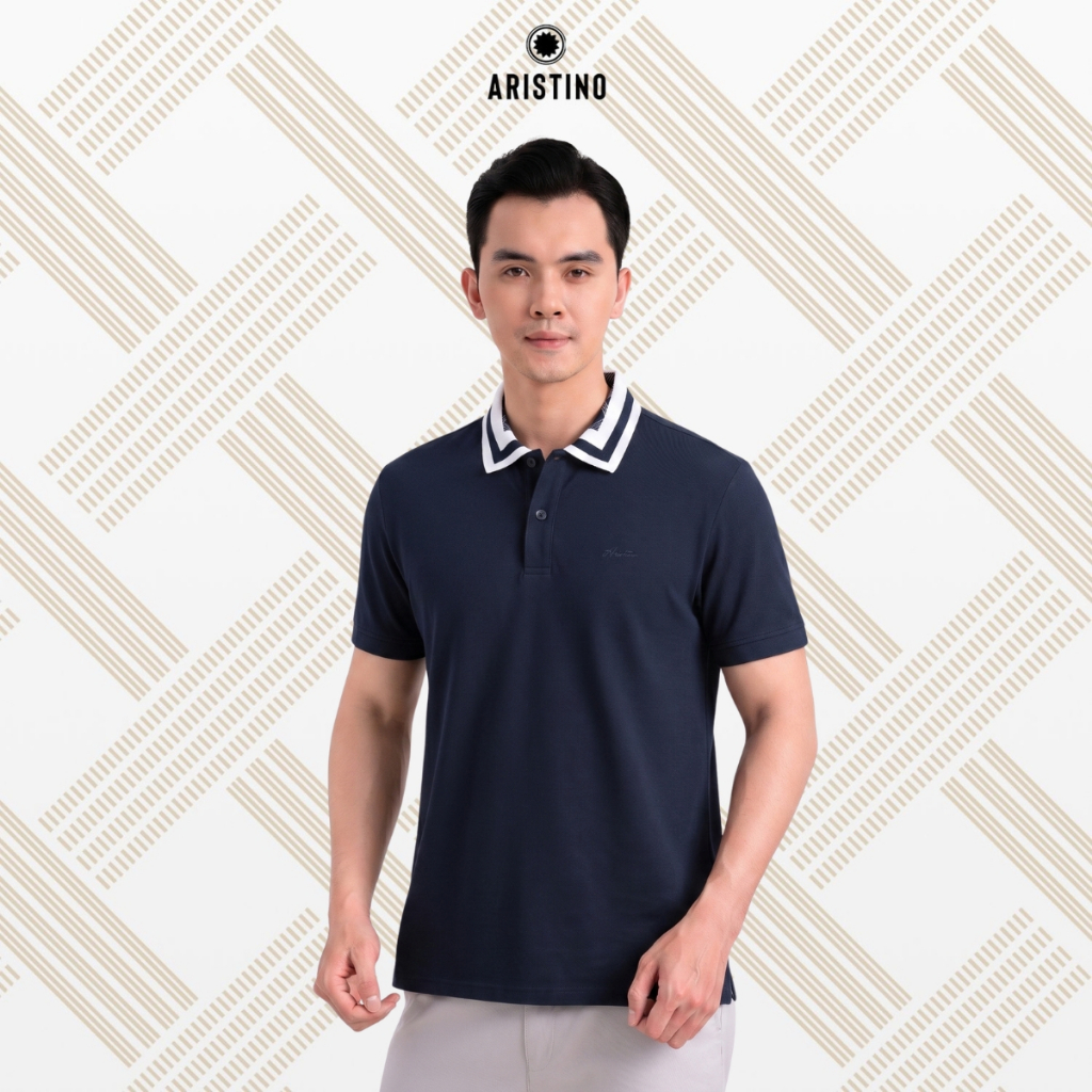 Aristino Mens Elite Polo Shirt แขนสั้น Jacquard ทอคอปก ฟอร์มปกติ เหมาะกับ สไตล์สุภาพบุรุษ romms APS6