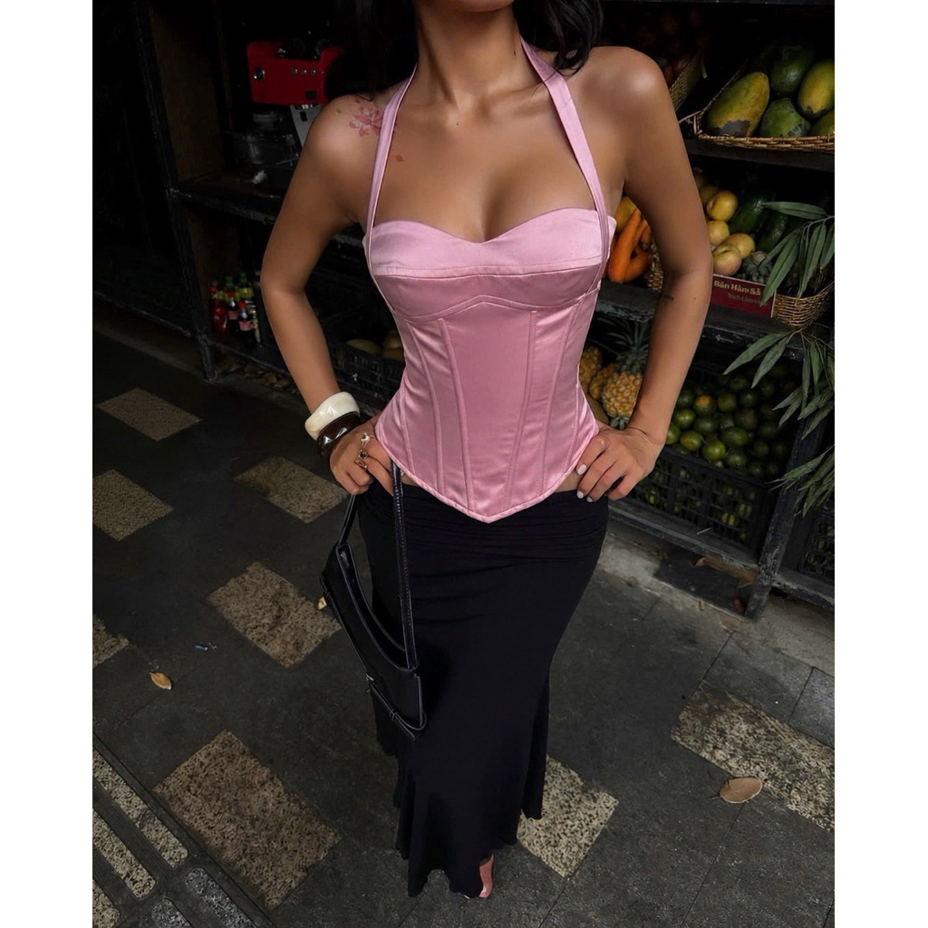 VBS - คุณภาพสูงผ้าไหม Underwire Corset Slim เอว - หรูหราปาร์ตี้ซาติน Camisole Corset VBS