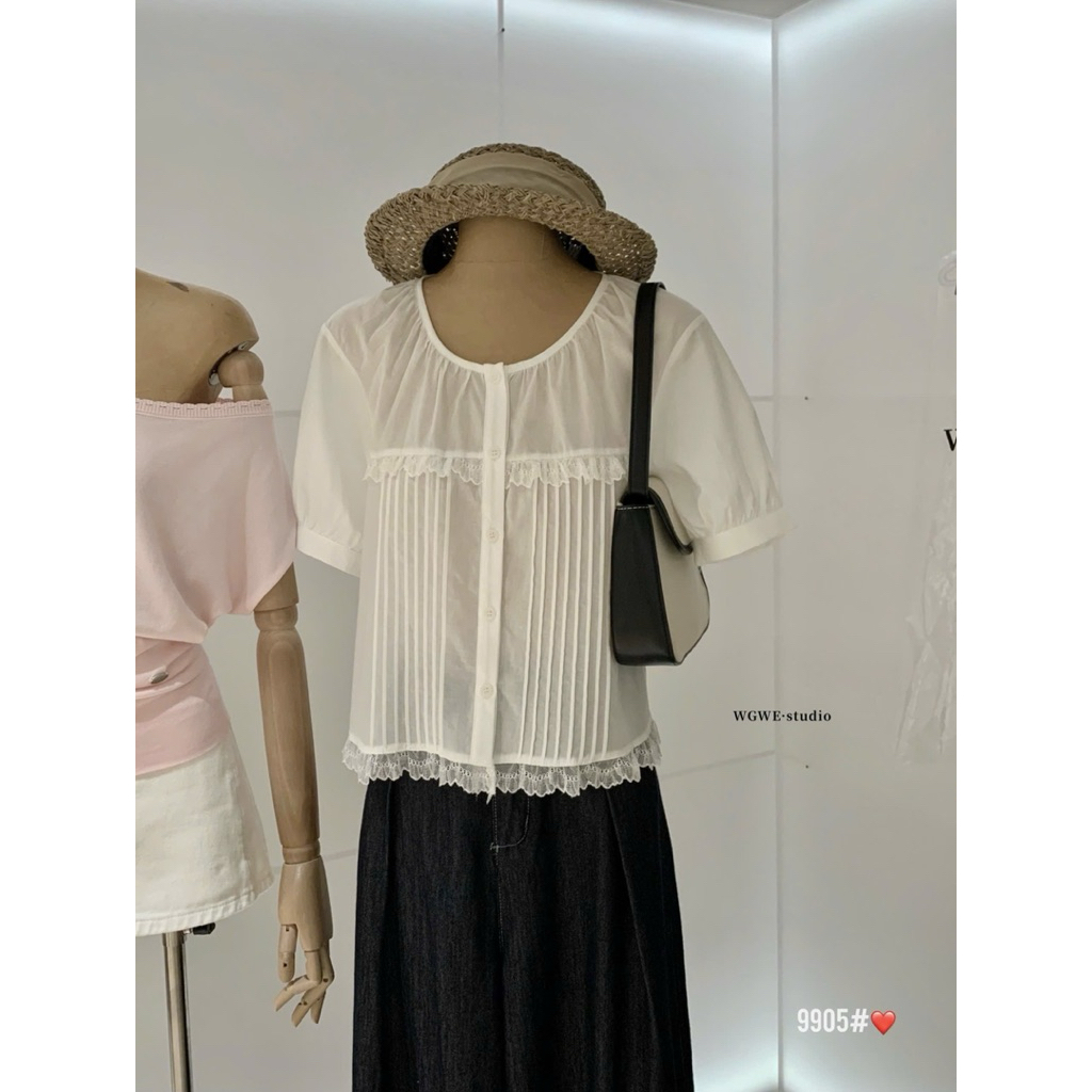 WGWE• เสื้อลูกไม้คอกลม 9905 wgwe สินค้า QC ไซส์ SM