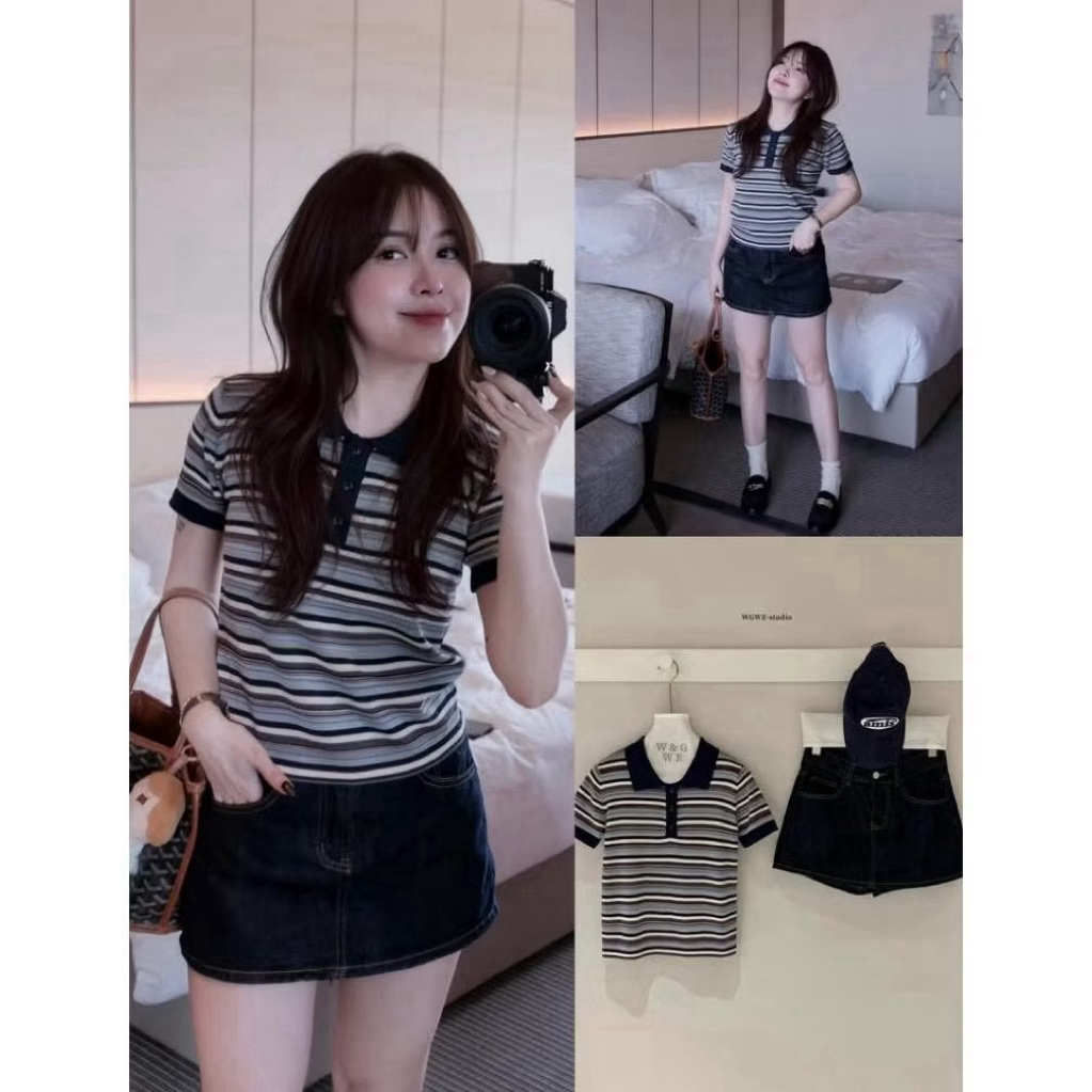 มีจําหน่าย WGWE• 9191 เสื้อโปโลผ้าวูล Wgwe mtg สินค้า QC ฟรีไซส์