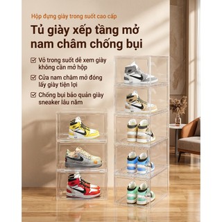 HỘP ĐỰNG GIÀY TRONG SUỐT - Đa năng xếp chồng tiết kiệm không gian lưu trữ giày dép