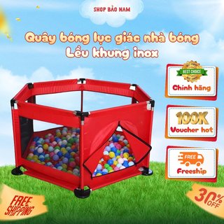 Quây bóng lục giác nhà bóng lều chơi bóng của bé khung inox tặng kèm 10 bóng