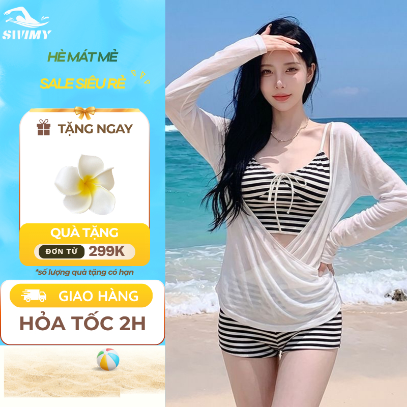 [K235] บิกินี่ผู้หญิงสีดําสีเบจลายว่ายน้ําพร้อมแจ็คเก็ตสีขาวบิกินี่ลายทางเซ็กซี่สําหรับการเดินทางชาย